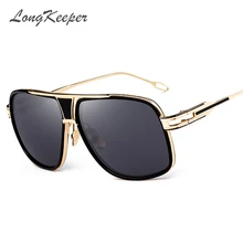 Longkeader Модные мужские большие квадратные солнцезащитные очки мужские роскошные брендовые дизайнерские негабаритные металлические женские солнцезащитные очки для мужчин вождения UV400