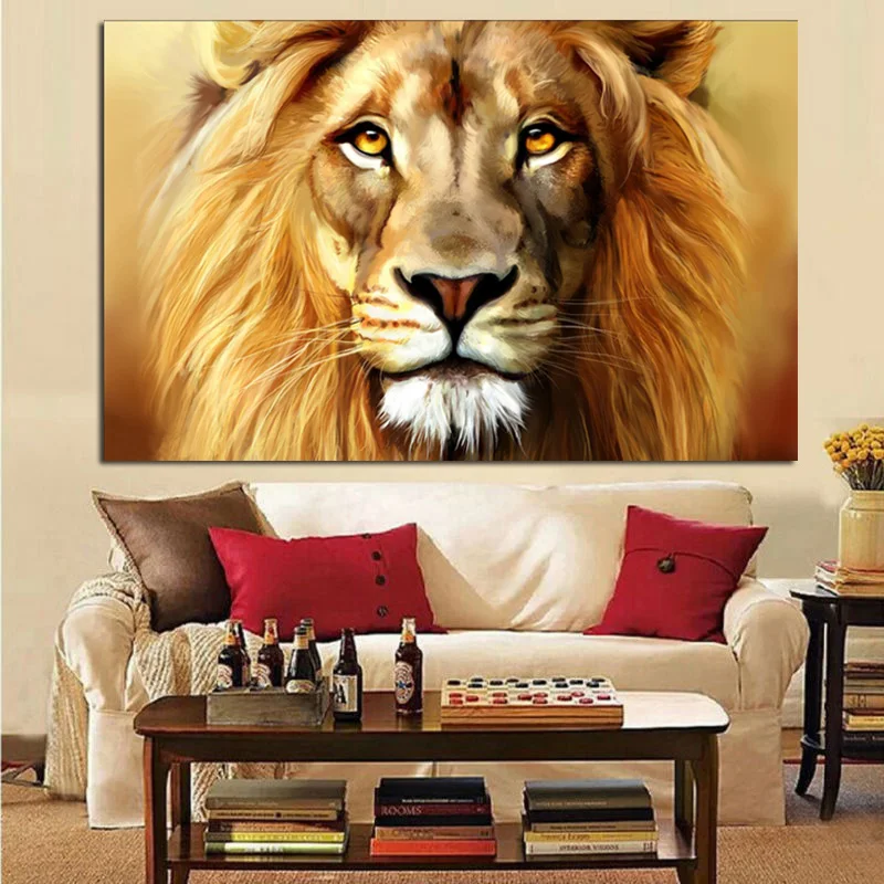 HD Print African Lion Head Angry Lion On Mountain Animal Oil Painting on Canvas Wall Art Picture for Living Room Cuadros Decor (2)