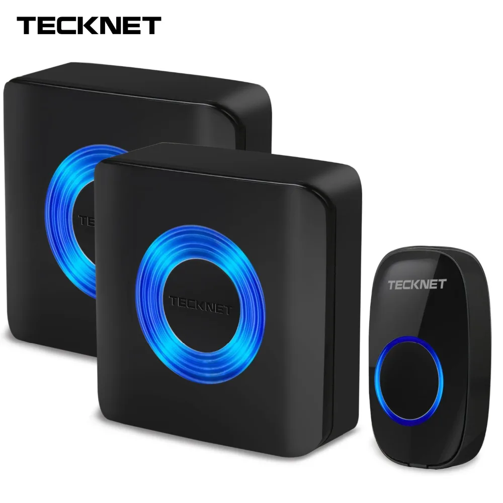 TeckNet Wireless Doorbell Twin Wall Plug-in Cordless Door Chime Bell 300m Range 52 Chime 4-Level Volume EU Plug Door Entry Bells ts k108w12 wireless doorbell portable digital cordless door bell kit waterproof 1000ft 300m range with plug in receivers