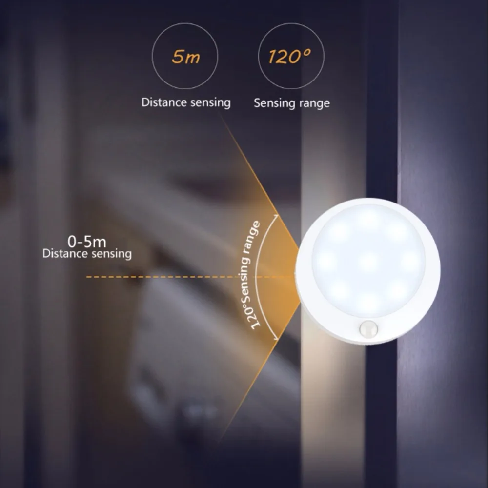 

Motion Sensor Light,Wireless Battery-Powered Human Body Motion Sensor Induction 120 Degree Wide Beam Angle Sensor Night Lamp