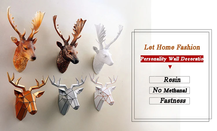 3D Modern Deer Head Sculpture Murals Home Wall Hanging Elk Statue Handmade Ornament Artwork Craft Small Size Deer Head Sculpture