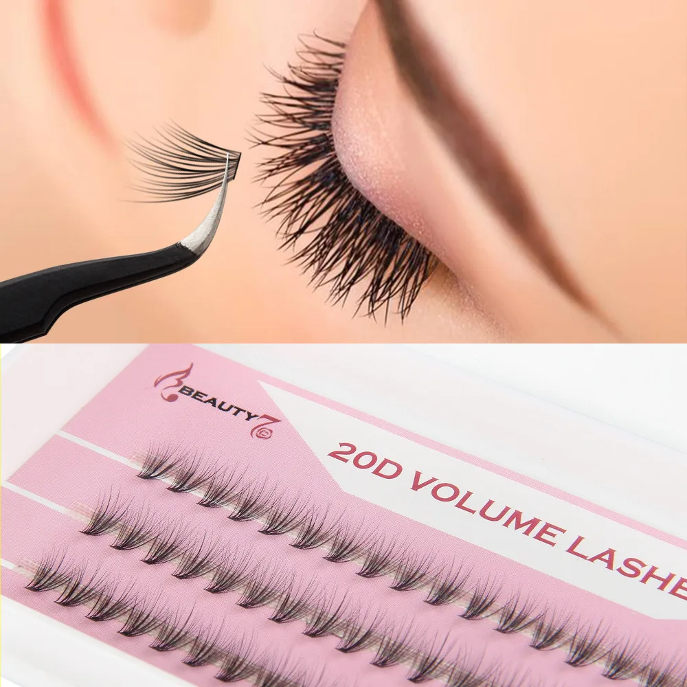 BEAUTY7 60fans/box C Curl 0.05mm Mixed 8~12mm 20D Volume Individual Eyelashes Extension Makeup False Eyelash Magnetic Mink Lash ресницы накладные ресницы для наращивания наращивание ресниц для наращивания ресниц