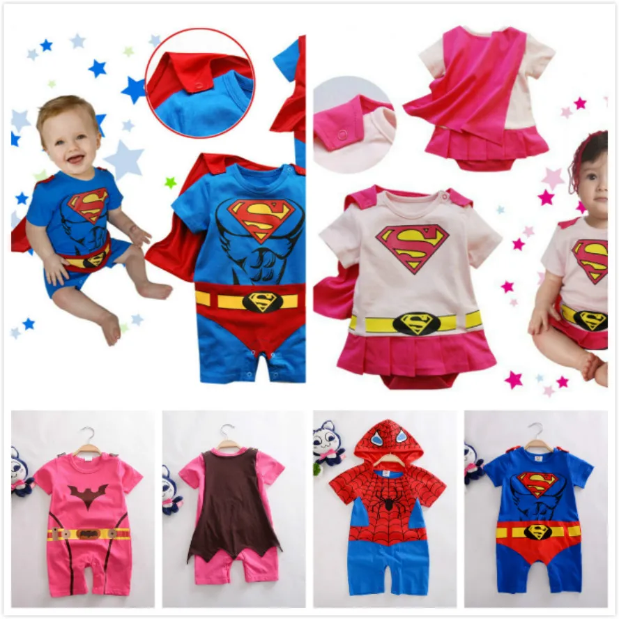 

Toddler Baby Romper Summer Spiderman Batman Roupas Infant Jumpsuits Boy Romper Newborn Baby Clothes Cotton Superman Girl Costume