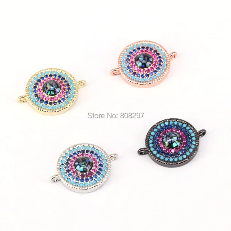 8 шт. Micro Pave CZ Камни В виде ракушки круглый кулон разъем, Кристалл циркония Инструменты для наращивания волос, очарование Бусины