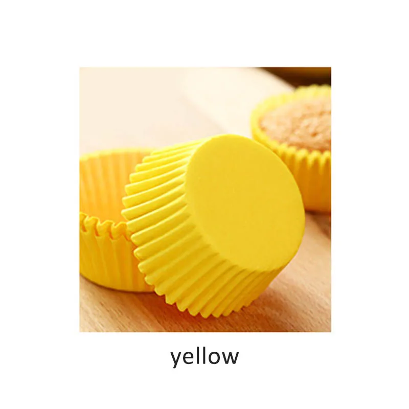 500 шт бумажные стаканчики для кексов, формы для торта формочка, Инструменты для декорирования кексов, обертки, лайнер для выпечки, сделай сам, кухонные вечерние принадлежности - Цвет: Цвет: желтый