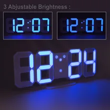 Светодиодный цифровой будильник большие цифры 3D настенные часы 8 Форма Электронная настольная полка для часов Nixie часы Horloge фреска на стену дома
