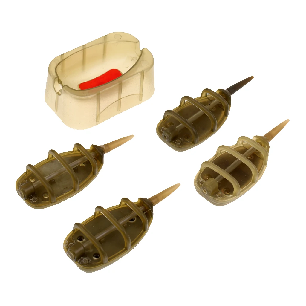 Carp Coarse Fishing Inline Method Feeder Cage Baits Thrower /& Hair Rig Hook Set