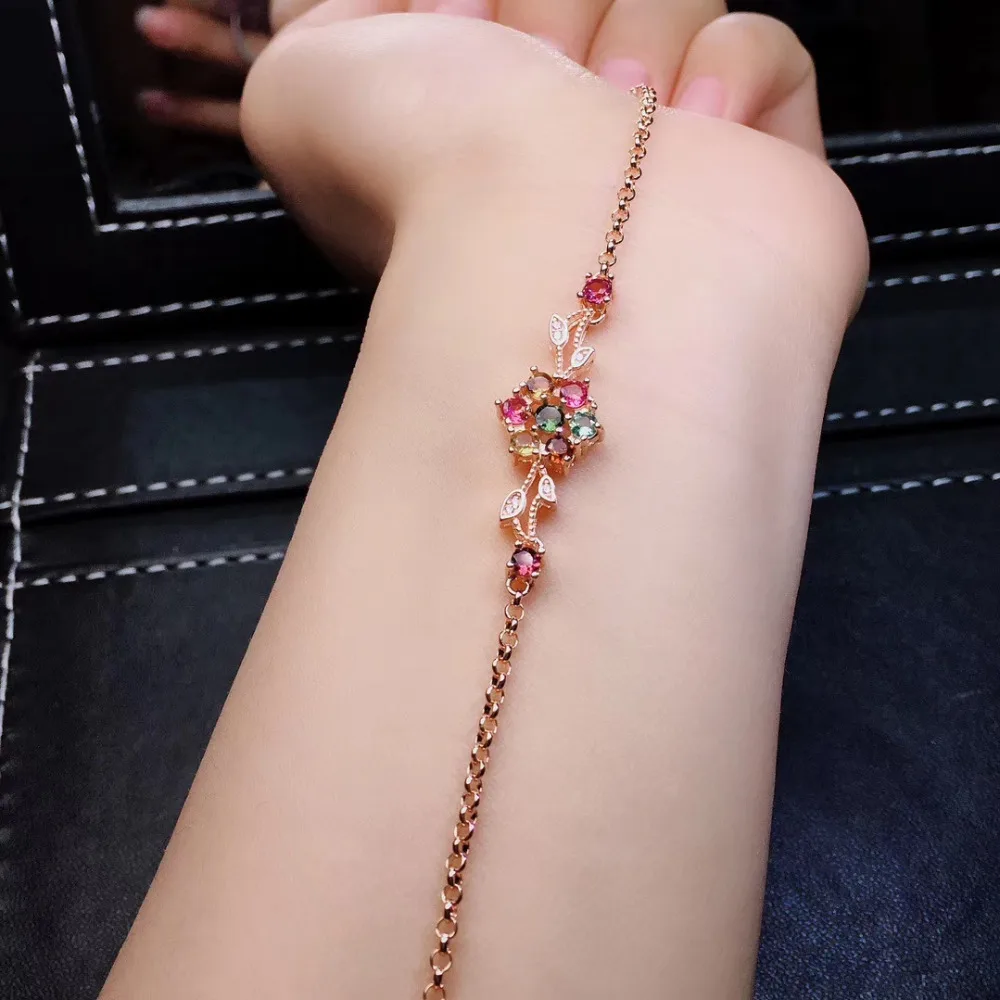 Bracelet en tourmaline multicolore naturelle Bracelet en pierres précieuses naturelles bracelet en