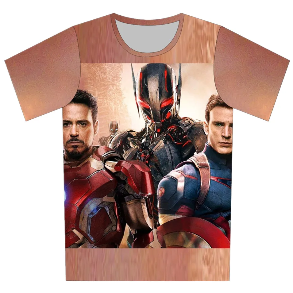 Летняя детская футболка с 3D принтом детская футболка с 4 принтами «Железный человек», «Супермен», «мстители» От 4 до 20 лет футболки для мальчиков и девочек