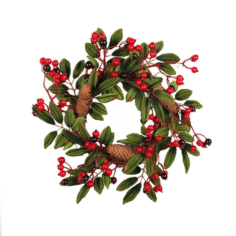 

Artificial Foam Berry Wreath With Natural Pine Cone Pendant Wall Decor Wreath 40Cm Christmas Wreath Door Decoration