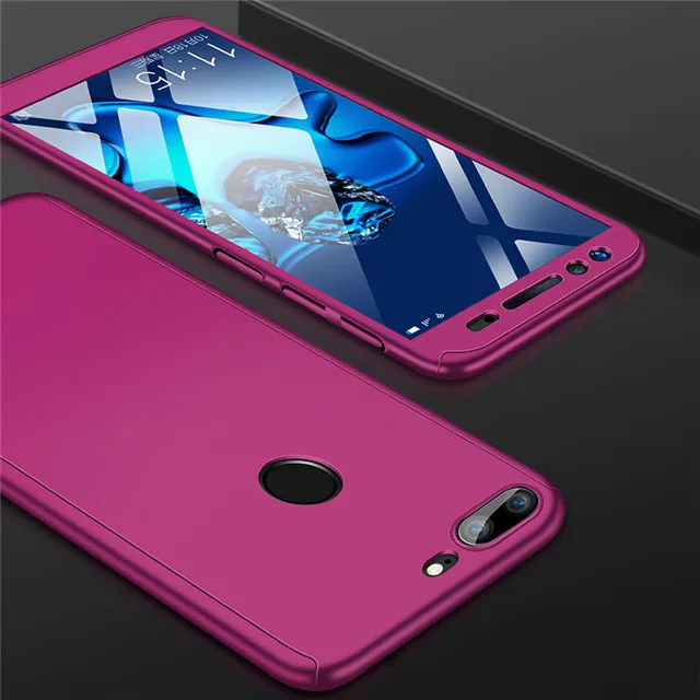 Роскошный 360 Полный чехол для телефона Huawei Honor 10 9 8 Lite чехол с закаленным стеклом для Honor 8 9 10 защитный чехол - Цвет: Фиолетовый