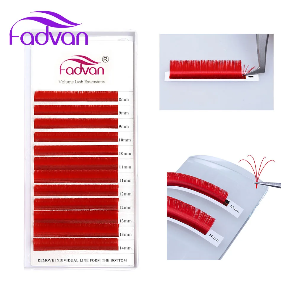 

Red Lashes Makeup Easy Fanning Volume Lash Extensions Color Self-Fan Eyelashes Auto Blooming Lashes