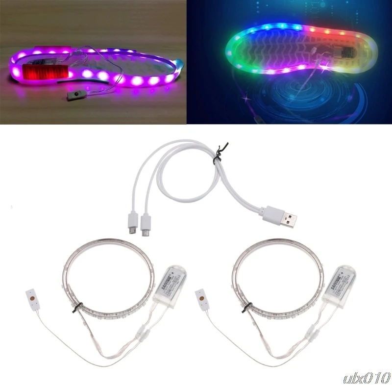 Светодиодный ленточный светильник 1 пара 65CMX2 RGB SMD3528 водонепроницаемая гибкая