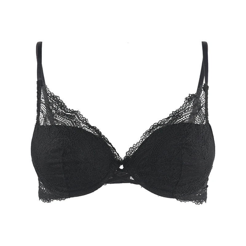 

Women black Bra Sexy Bralette patchwork lace push up Adjusted-straps Female New Fashion Brassiere Lingerie Underwear