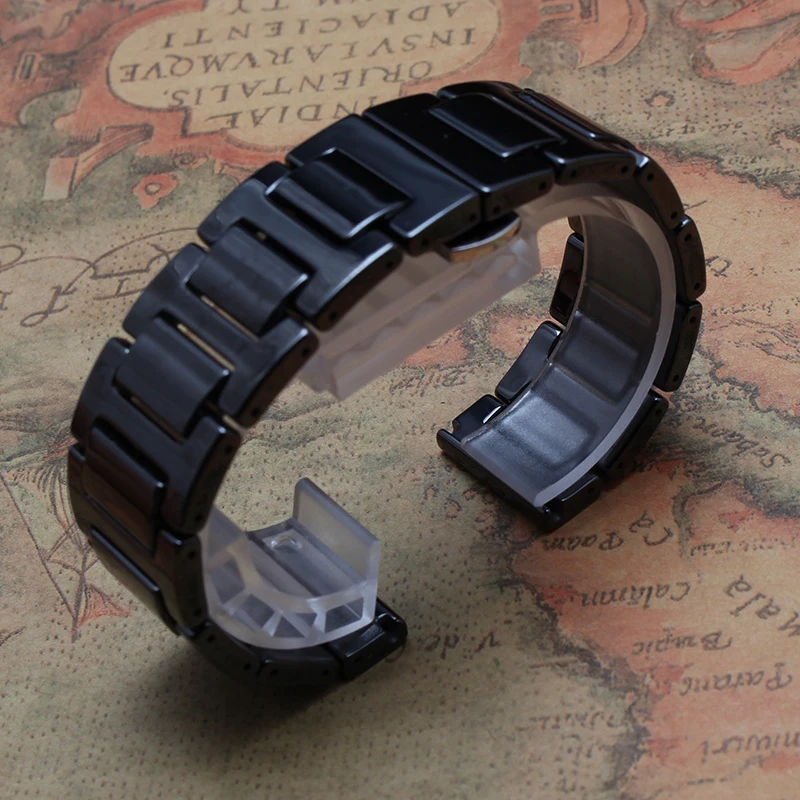 Полированный 20 мм высококачественные Ремешки для наручных часов Серебряный Depolyment черная керамика ремешки для часов Браслеты прямой конец подходит samsung Шестерни S2