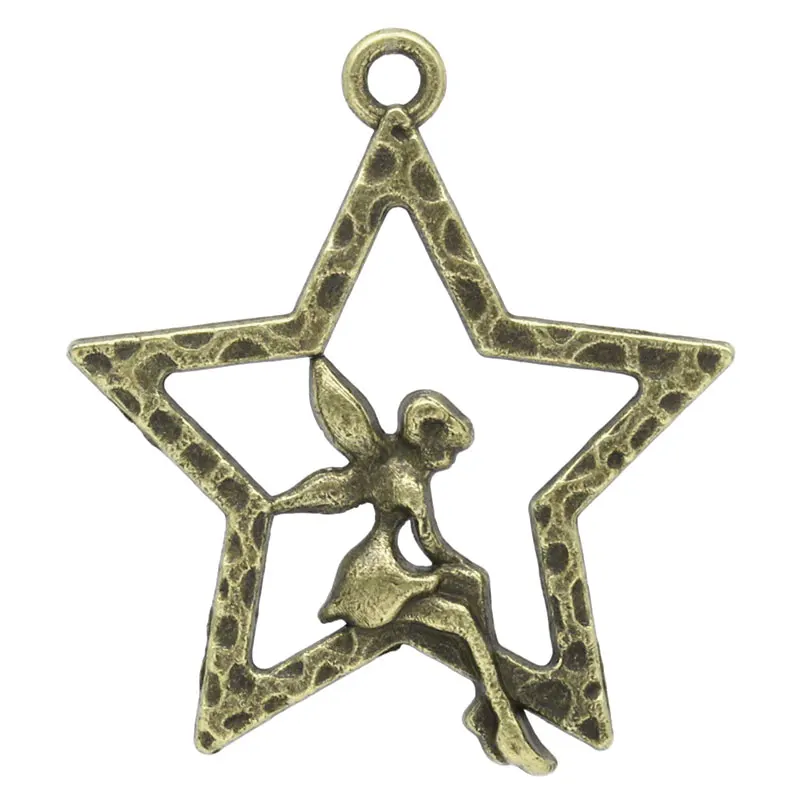 DoreenBeads Zinc metal alloy Charm Pendants Stars Antique Bronze Angel