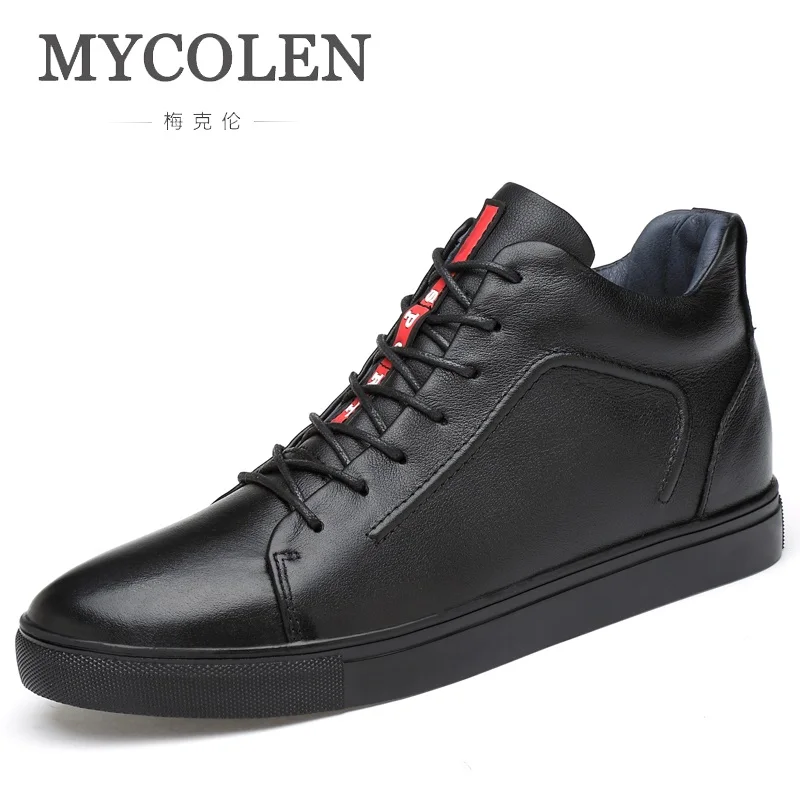 

MYCOLEN 2018 Brand Men's Leather Handmade Winter Boots Man Outdoor Boots Lace-up Fashion Casual Classics Warm Plush Ankle Boots