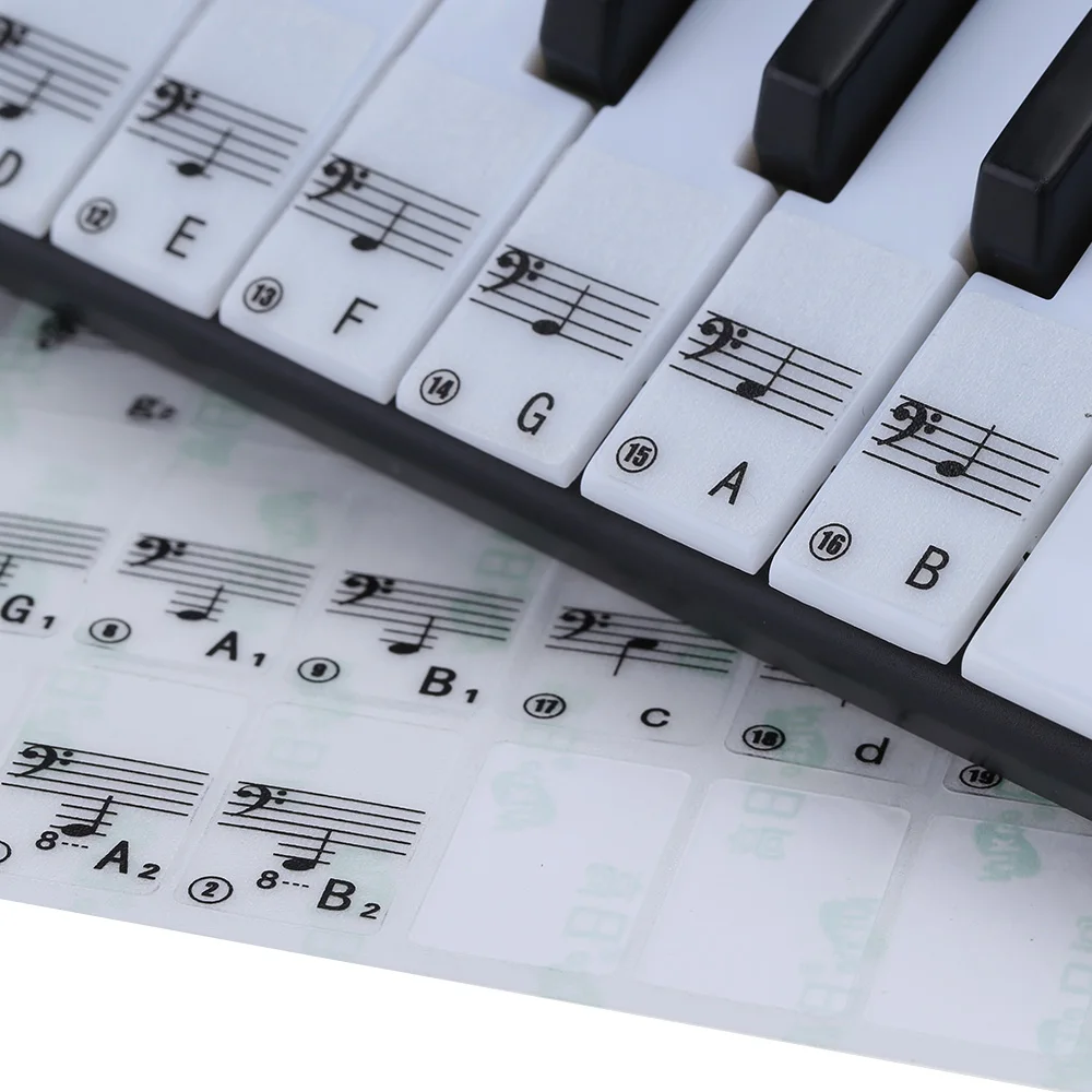 Фортепианная наклейка прозрачная клавиатура пианино наклейка 49/61 ключ электронная клавиатура 88 ключ фортепиано Stave Note наклейка для белые клавиши