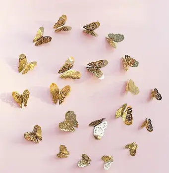 

New 100sets 12pcs/set 3D PVC Wall Stickers Butterflies Hollow DIY Home Decor Poster Kids Rooms Wall Decoration Party Wedding
