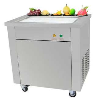 

2017 new 220v 110v single rectangle pan commercial fried ice cream machine 51cm length 740w r410a fry ice pan machine with cover