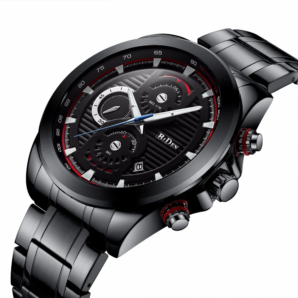

Top Brand Luxury BIDEN Watch Men Fashion Sport Quartz Clock Mens Watches Full Steel Business Waterproof Watch Relogio Masculino