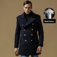 Winter Coat Men Wool Cotton Double Breasted Long Designer Jacket Thicken Mens Peacoat Size M-3XL A0837