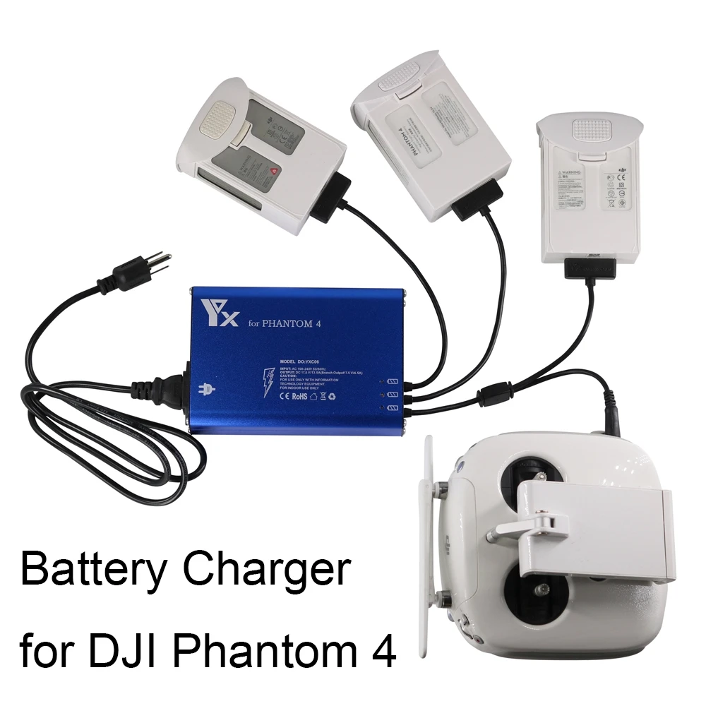 

4 in 1 Phantom 4 Charger Quick Intelligent Charging HUB For DJI Phantom 4 pro Advanced V2.0 Drone Remote Control battery Manager
