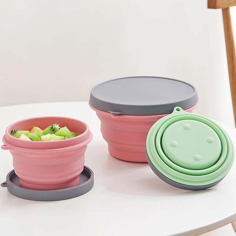 Outdoor multi functional silicone folding bowl, creative portable