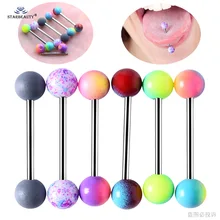 Starbeauty 6 шт./компл. лак для выпечки Акриловый пирсинг языка из нержавеющей стали для сосков и языка кольца спиральные украшения для пирсинга lingua