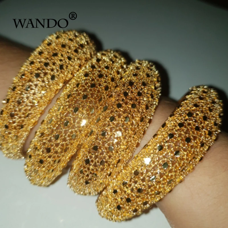 

Wando 4pcs Ethiopian Jewelry Gold Color Bangles For Women Girl Dubai Gold Bangles For African Bracelets For Women Gifts b141