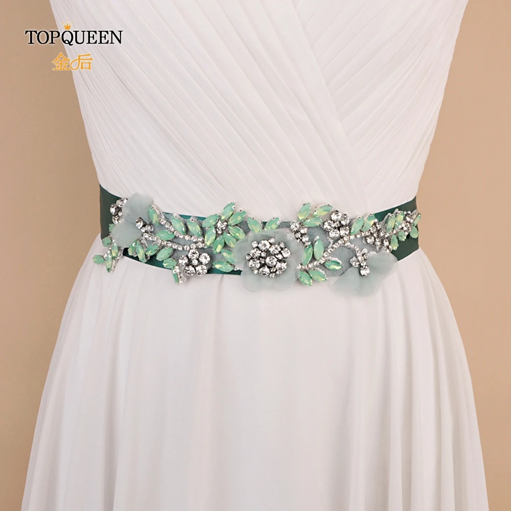 

TOPQUEEN S419-G floral pearl belt floral vintage wedding belt floral wedding dress belt flower girl dress sash belt for party
