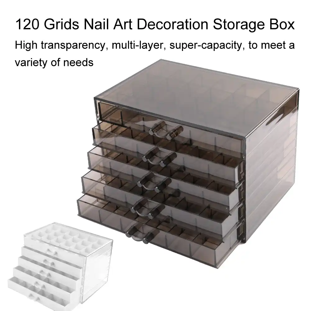New 120 Grids Nail Art Decoration Storage Box Container Organize