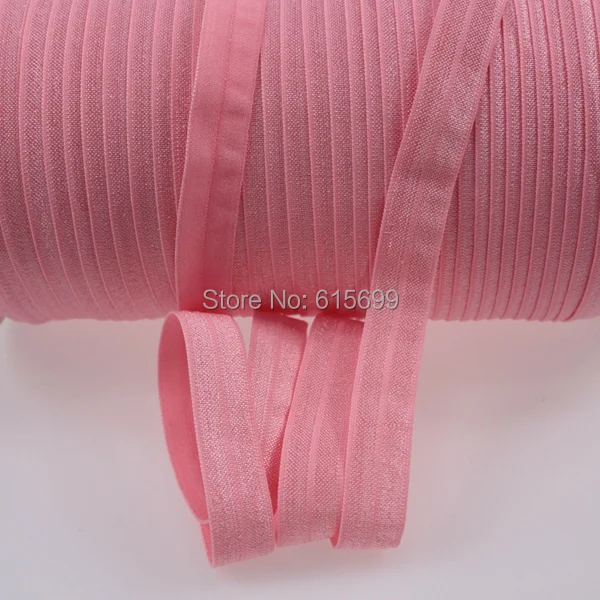 

Hot sale 5/8" solid foe elastic #210-Coral Rose, high quality fold over elastic ribbon, 50yards/lot