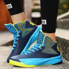 Новые кроссовки на воздушной подушке демпфирования Для мужчин Баскетбольная обувь на плоской подошве Для мужчин дышащие, для активного отдыха и спорта спортивная обувь с высоким берцем Баскетбольная обувь для влюбленных Большие размеры