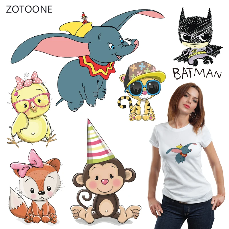 

ZOTOONE Cute Animal Stripes Iron on Transfer Patches on Clothing Diy Patch Heat Transfer for Clothes Decoration Stickers Kids G