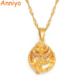 

Anniyo Charm Rose Pendant Necklaces Women Gilrs Gold Color Romantic Jewelry Wife MotheR Girlfriend Gift#015516