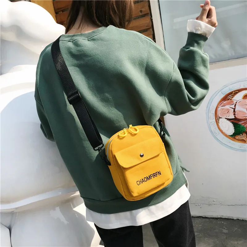 

Tiktok leather shoulder bag women Canvas bag girl hip hop girl cross-body bag small bag student single shoulder bag girl
