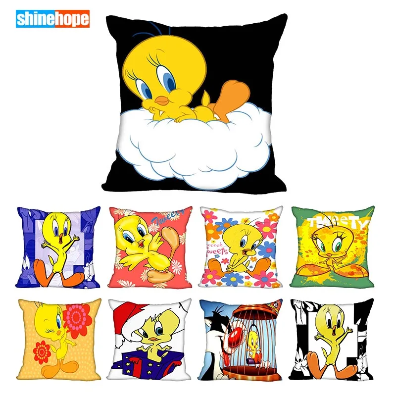 

Custom Tweety Bird Square Pillowcase Custom Zippered Pillow Cover Case 40x40,45x45cm(One Side)