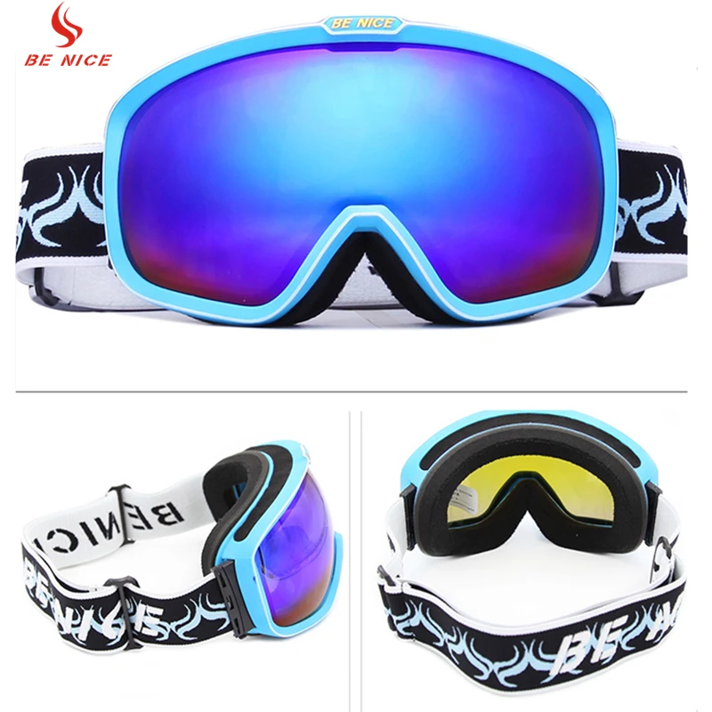 Benice Double Anti fog UV Protection Ski Goggles Winter Sports Snowboard Windproof Polarizing