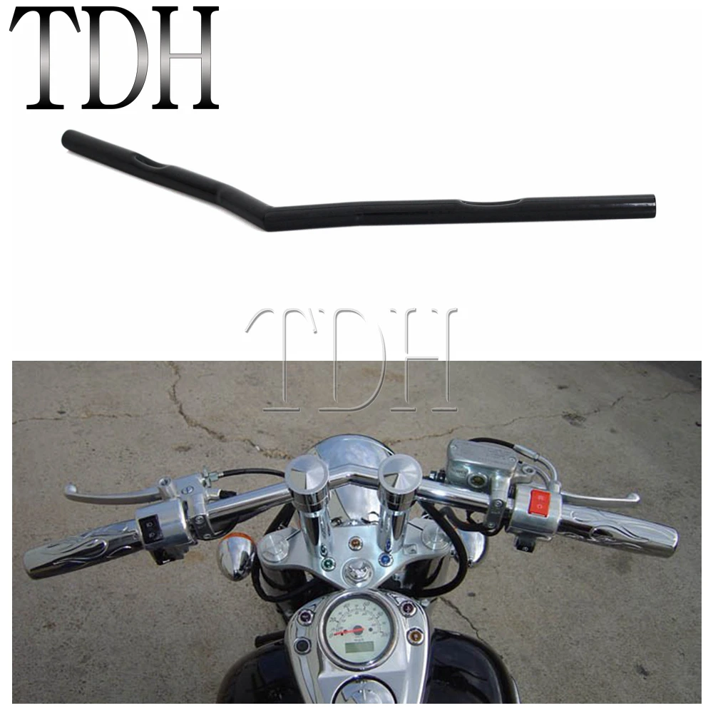 Универсальный " 25 мм черный мотоцикл руль V бар Стиль для Harley Honda Kawasaki Suzuki Yamaha