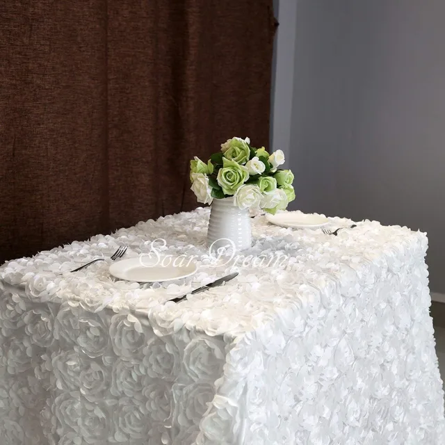 White 60 X102 Wedding Tablecloth Rectangular Sequin Table White 60 X102 Wedding Tablecloth Rectangular Sequin Table Overlays Rose Flower