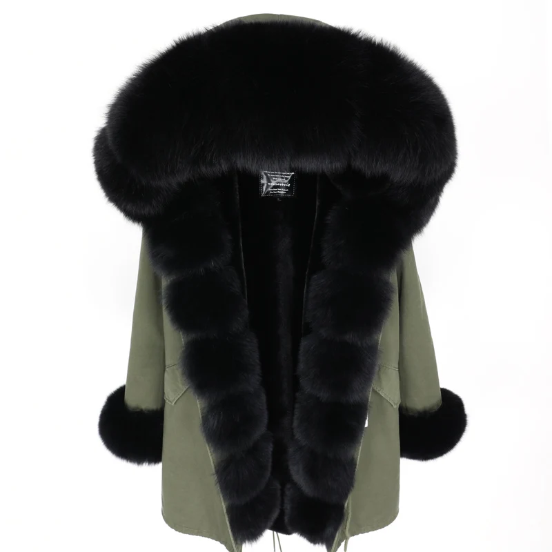 Maomaokong2019 Новая зимняя Женская куртка с воротником из натурального Лисьего меха, длинная теплая Модная куртка, Женская парка, верхняя одежда - Цвет: 14