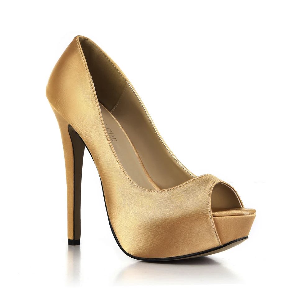 CHMILE CHAU/атласная пикантная Свадебная обувь цвета слоновой кости женские туфли-лодочки с открытым носком на высокой шпильке и платформе женская обувь 3463B-h3