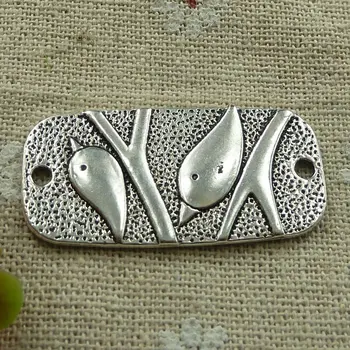 

66 pieces tibetan silver bird connectors 38x19mm #2395