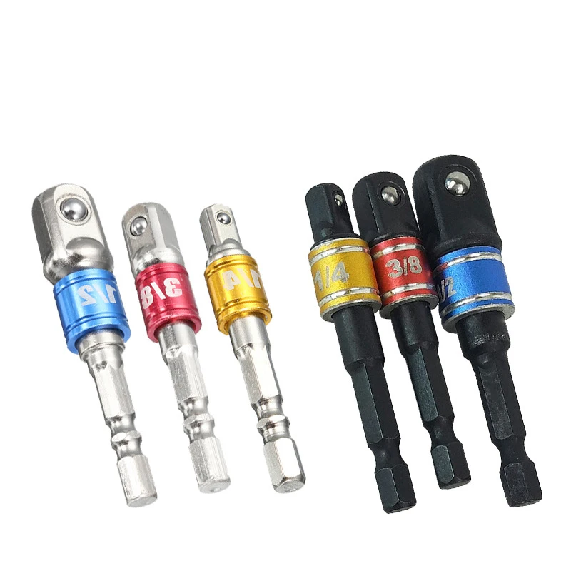 3 PCS/Set Colorfor Hexagonal Shank Square Head Socket Extension Bar Connecting Rod Sleeve Hex Universal Sleeve Connecting Rod