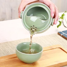 Портативный Керамический чайный набор Kung Fu Travel Включает 1 горшок 1 чашка, Высококачественный элегантный гайвань, Красивый и легкий чайник