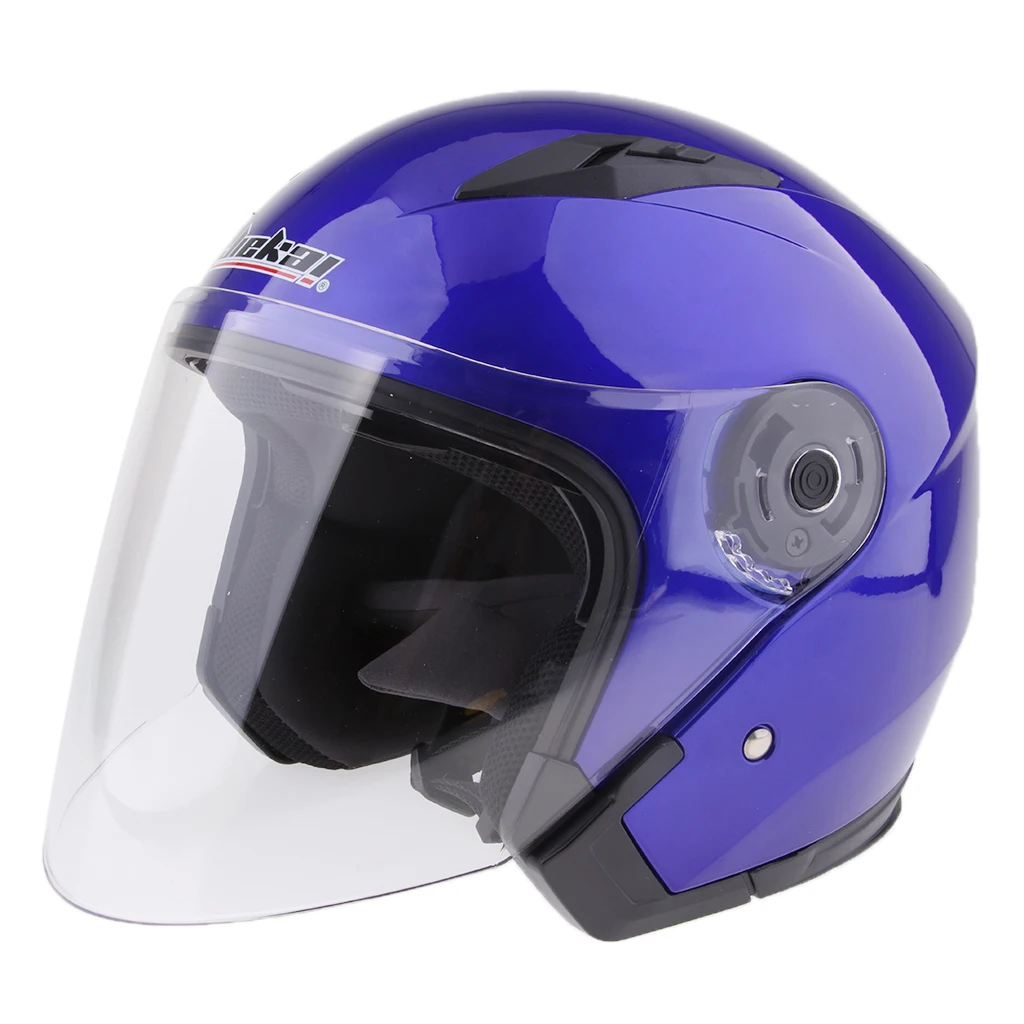 Мотоциклетный велосипед 3/4 открытый полушлем полный щит козырек шлемы лицо открытое двойное лицо зеркальный шлем мотоциклетный шлем M-XXL - Цвет: Blue