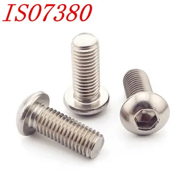 

5-50PCS ISO7380 304 stainless steel button head screw M2 M2.5 M3 M4 M5 M6 M8 Hexagon Socket round head Screws
