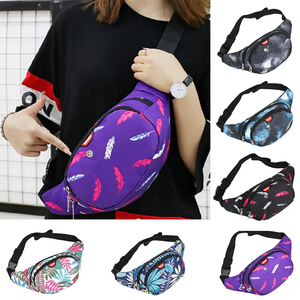 

MUQGEW Belt bags Waist Shoulder Crossbody Chest Bust Bag Leaves Print Outdoor Running Wallet Phones Coins Bag Banana fanny pack