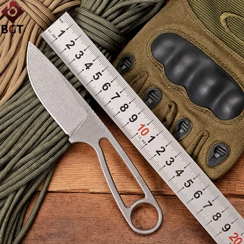 

BGT Small Straight Knife D2 Blade Full Steel Fixed Tactical Survival Hunting Hiking Pocket Knives Outdoor Camping Multi Tools